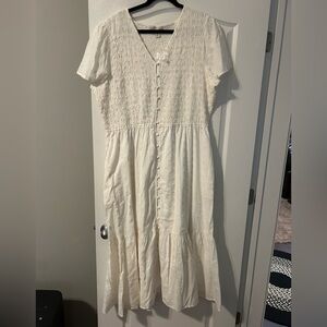 Coldwater Creek Cream Button-Front Maxi Dress